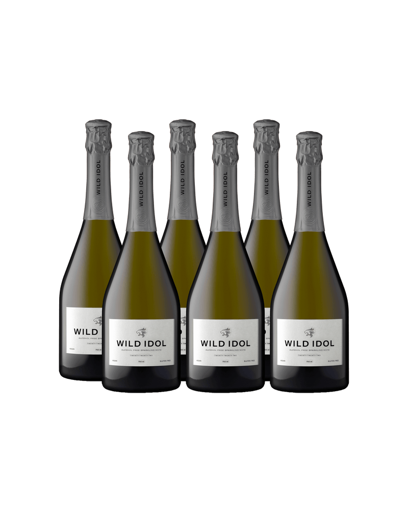 Six bottles of Wild Idol Alcohol Free Sparkling White Wine