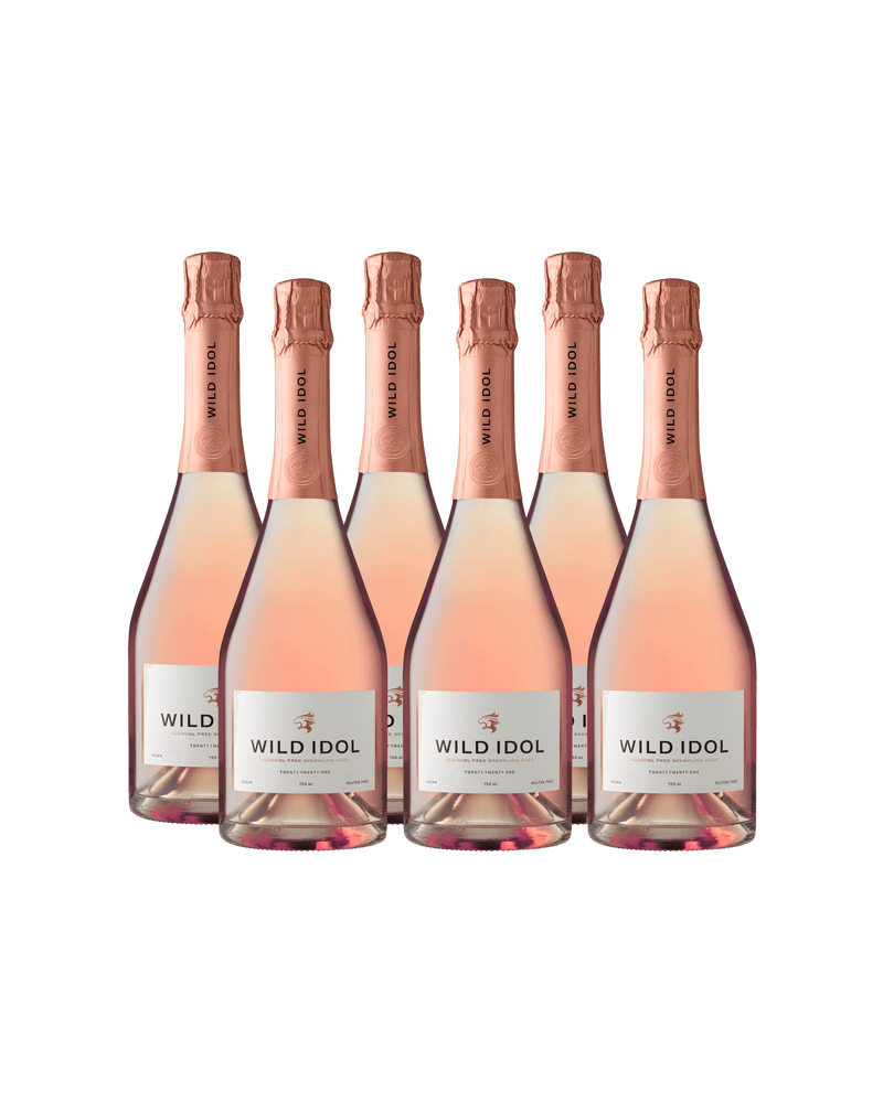 Six bottles of Wild Idol Alcohol Free Sparkling Rosé Wine
